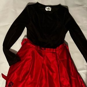 Rare Editions Kids size 14 black velvet and red dress with glitter flower detail